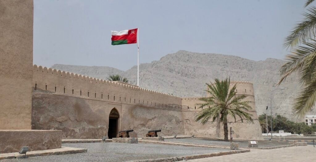 Khasab Fort with the Oman flag