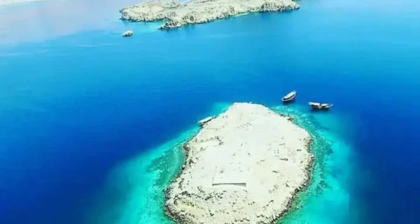 Aerial view of Telegraph Island in Khor Sham, Khasab