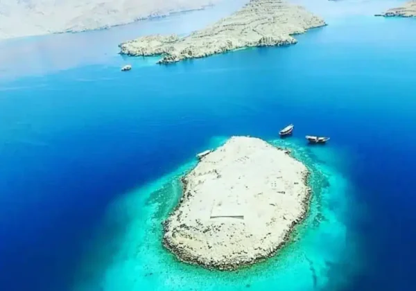 Aerial view of Telegraph Island in Khor Sham, Khasab