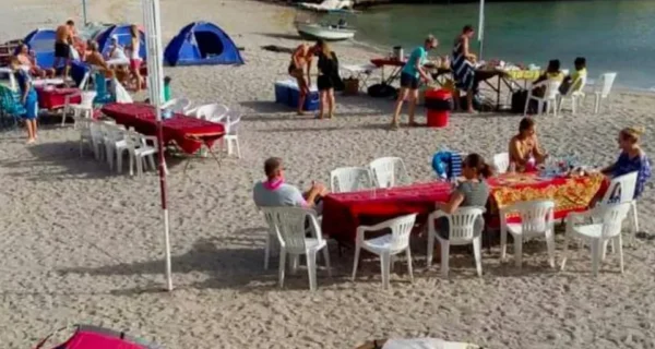 Tents and dinner tables at the Musandam beach camp
