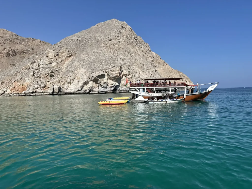 Musandam tour from Dubai, dhow anchored at Haffa Beach
